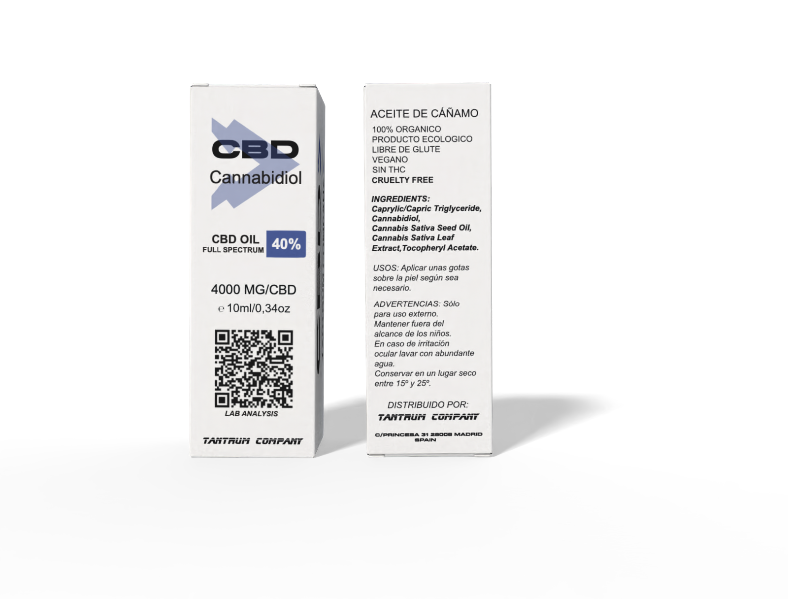 frontal e inci Aceite CBD 40% Tantrum Company